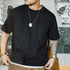 Men’s Retro Heavyweight Embroidered T-Shirt – 270g Black Cotton Summer Tee